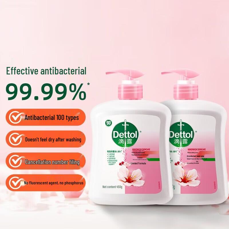 

Dettol 99.9% Antibacterial Moisturizing Hand Wash Twin Pack, 2 x 450g