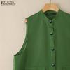 ZANZEA Damen Lässige Stehkragen Lose Ärmellose Weste