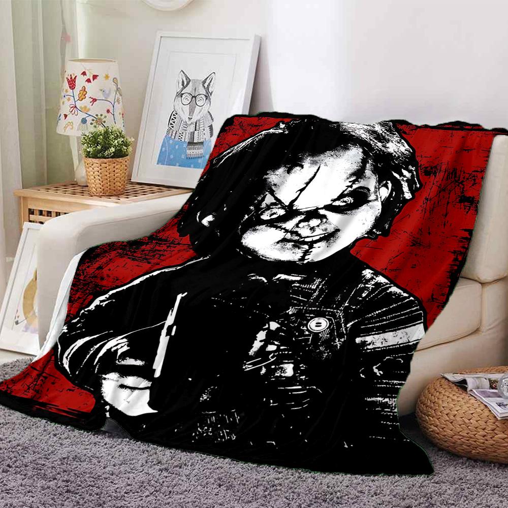 Horror Doll Artwork Flannel Blanket Super Soft Warm Cozy Blanket For Sofa Bed Office Travel Allseason Home Decor Gift