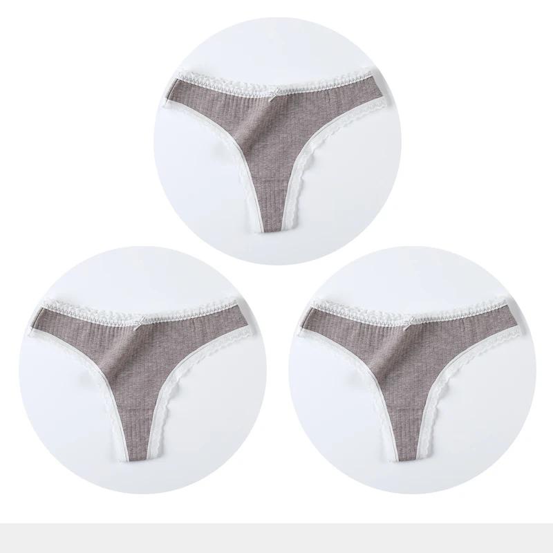 3 Pcs/Set Women Panties G-String Underwear Fashion Thong Sexy Cotton Panties Ladies G-string Soft Lingerie Solid Low Rise Panty