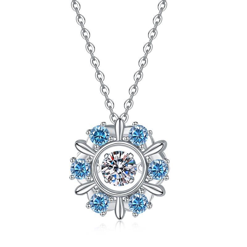 Sterling Snowflake Pendant Necklace Women With 1 Carat Moissanite Delicate Cross Chain Jewelry Gift Valentines 925 Sterling Silver