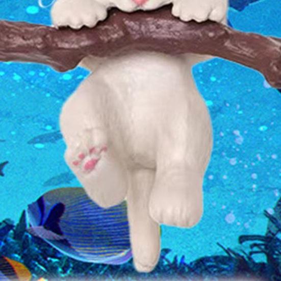 Yousheng 1 Set Fish Tank Decoration Exquisite Mini Cat Statue Ornament with Small Floating Ball Aquarium Accessories