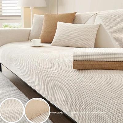 Polarfleece Sofabezug für Wohnzimmer Klassischer einfarbiger Sofakissenbezug Waschbare rutschfeste Couch Armlehnen Rückenlehnenmatte Heimdekor