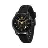 Maserati Watch Men's 44mm Black Silica Gel Watch Chronograph Successo Series Quartz R8871621011 5ATM Waterproof Japanese Movement Official Genuine