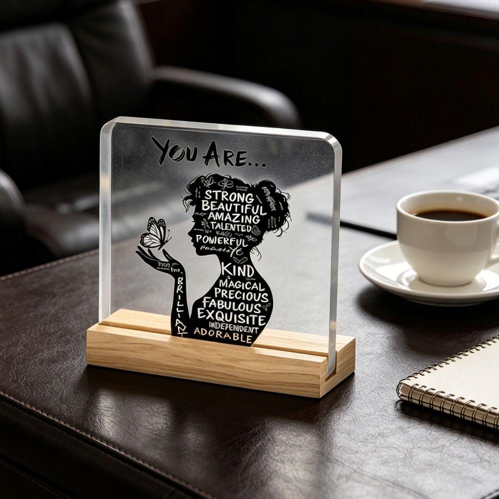 2D Design Inspirational Plaque Acrylic Positive Affirmation Decor Desktop Decoration Home Decor