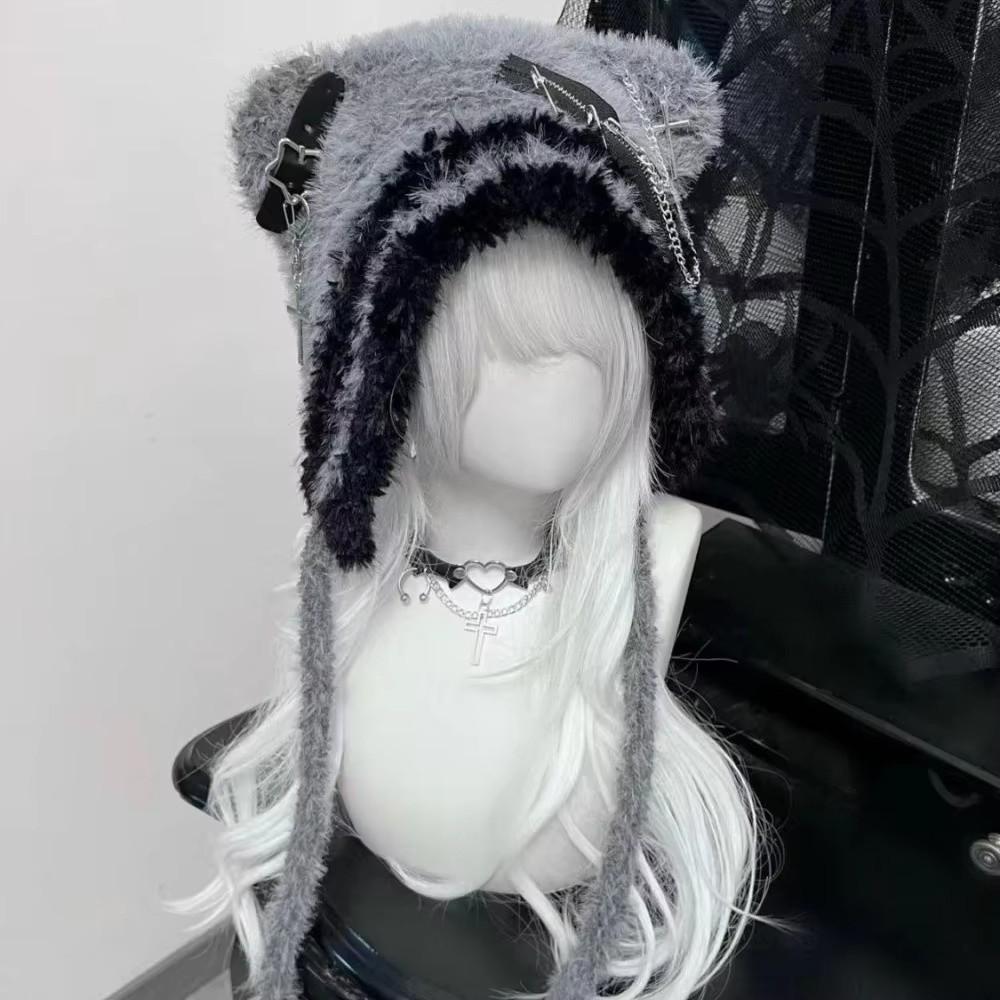 Dziewczęcy Puszysty Gotycki Kapelusz Harajuku Dzianinowy Punkowy Kapelusz Lolita Mała Kość Krzyż Gwiazda Styl Y2K Czapka Beanie