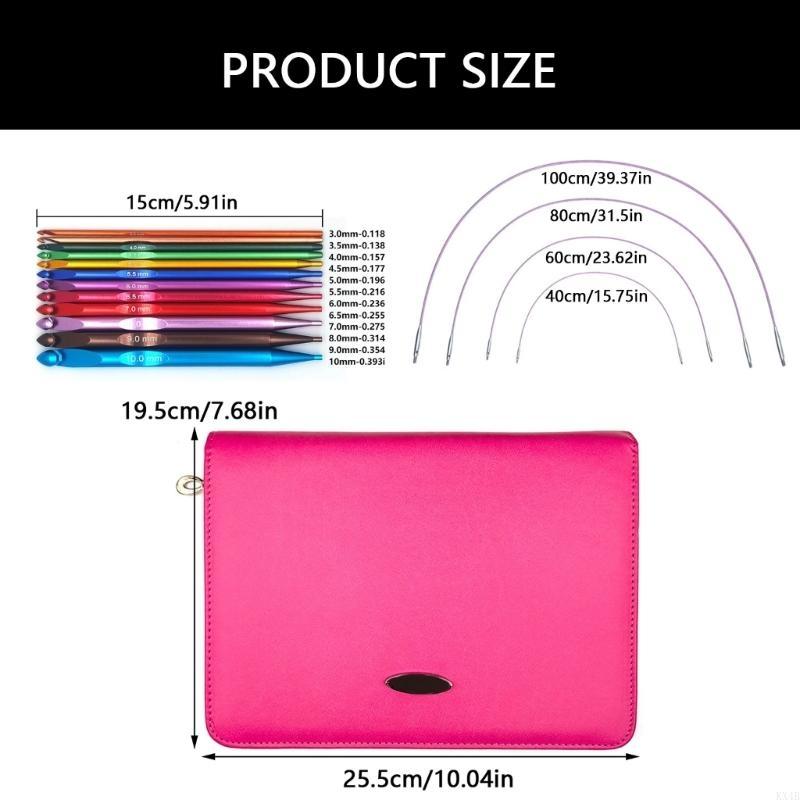 KX4B 12 пар сменных круговых спиц 3,0 мм - 10 мм Набор алюминиевых круговых спиц с кожаным чехлом China Mainland