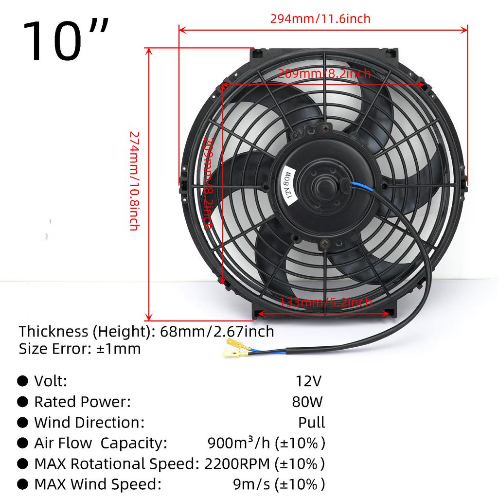 Universal 12V 80W/120W 7/10/12/14 Inches Car Air Conditioning Electronic Radiator Cooling Fan Blade Electric Cool Kit