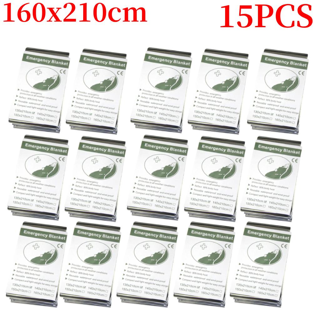 Emergency Thermal Poncho Blanket Lightweight Folding Water Resistant Windproof Sunshade Reusable First Aid Camping Mat Pad Cover