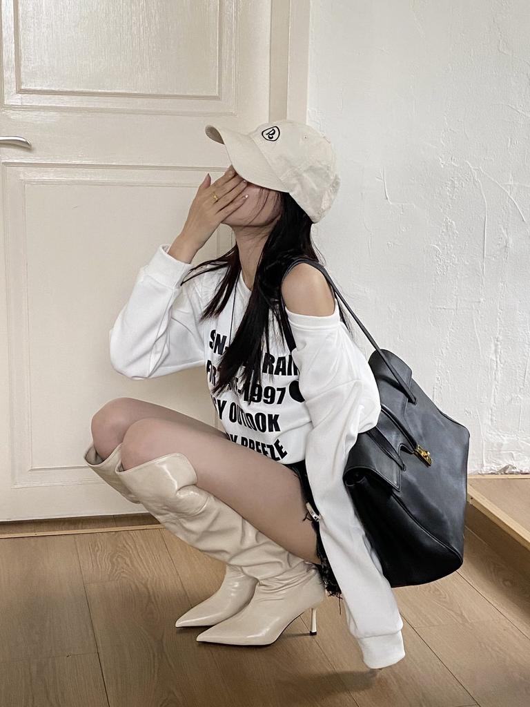 2025 new European and American style pointed and thin piled up over the knee two wear high-heeled boots