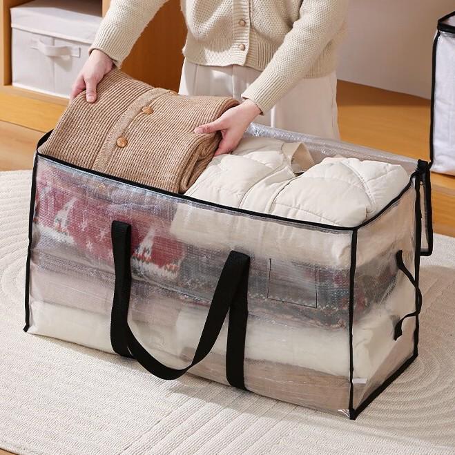 Clear PE Moving Bag with Card Slot, Large Capacity, Reinforced and Durable