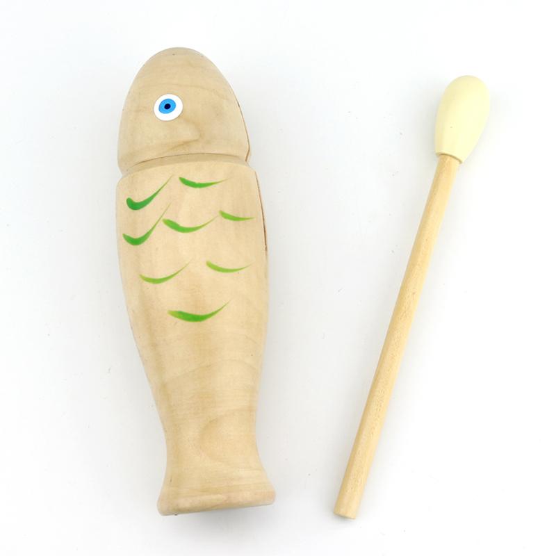 Holzfisch Kinder Musikspielzeug Holz Orff Schlaginstrument Musikausrüstung Einzelne Klangröhre Zweiton-Holzblock TMZ