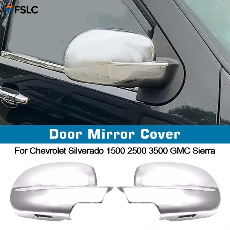 Decoration Door Mirror Cover For Chevrolet Silverado 1500 2500 3500 GMC Sierra Chrome Silver Car Rearview Accessories