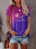 T-shirt stampata Just Breathe&dente di leone, top casual a girocollo a maniche corte, abbigliamento da donna