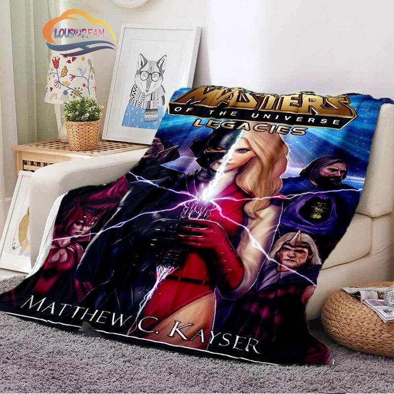Science fiction adventure cartoon Masters of the Universe Cashmere Blanket 3D Printed He-Man Cartoon Flannel Bedspread camping