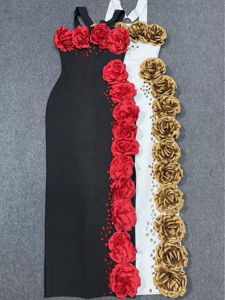 Floral One-Shoulder Bandage Party Dress - European & American African Fashion