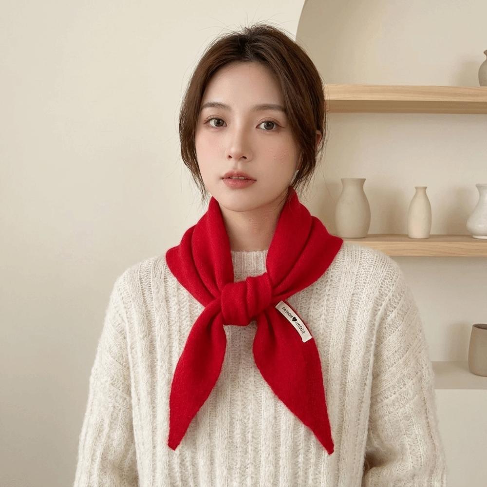 Striped Knitted Triangle Scarf Wool Cross Neckerchief Fashion False Collar Women