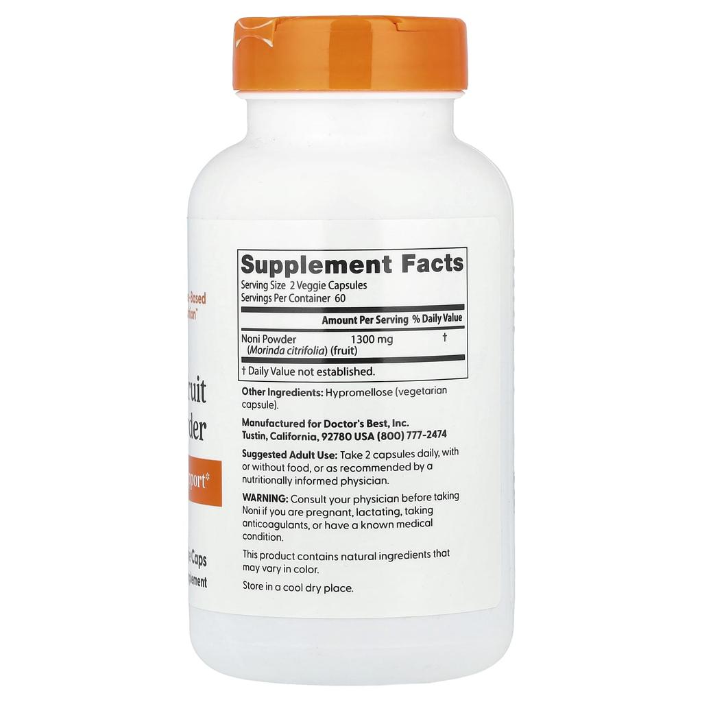 Doctor'S Best, Noni Fruit Powder, Veggie Capsules 120 (650Mg per Capsule)
