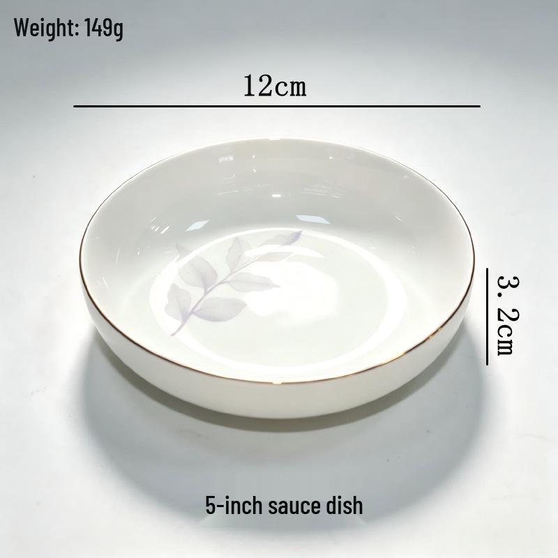 Set di stoviglie in ceramica smaltata con bordo dorato Yu Bao Fang - Elegante collezione di ciotole e piatti per la nuova casa.