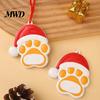 Resin Pet Keepsake for Tree Christmas Ornament, Cute Cat Paw/Bone Shaped Xmas Hanging Decoration Memorial Pendant with Santa Hat Tree, Car Rearview