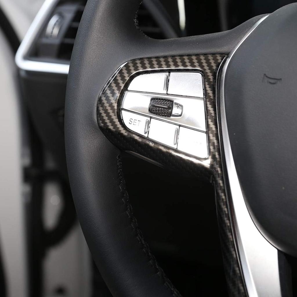 ABS Car Interior Steering Wheel Frame Cover Trim Sticker for BMW 3, 5, 7, 6 Series GT X3 X5 X7 G01 G05 G07 G20 G30 G11 Luxury 2019-2020 (Carbon