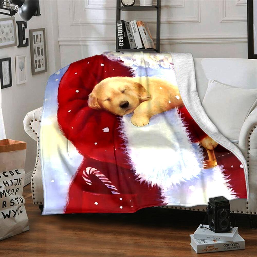 Santa'S Lap Pup Blanket Soft Throw Blanket For Home Bedroom Bed Sofa Travel Office Solid Christmas Blanket