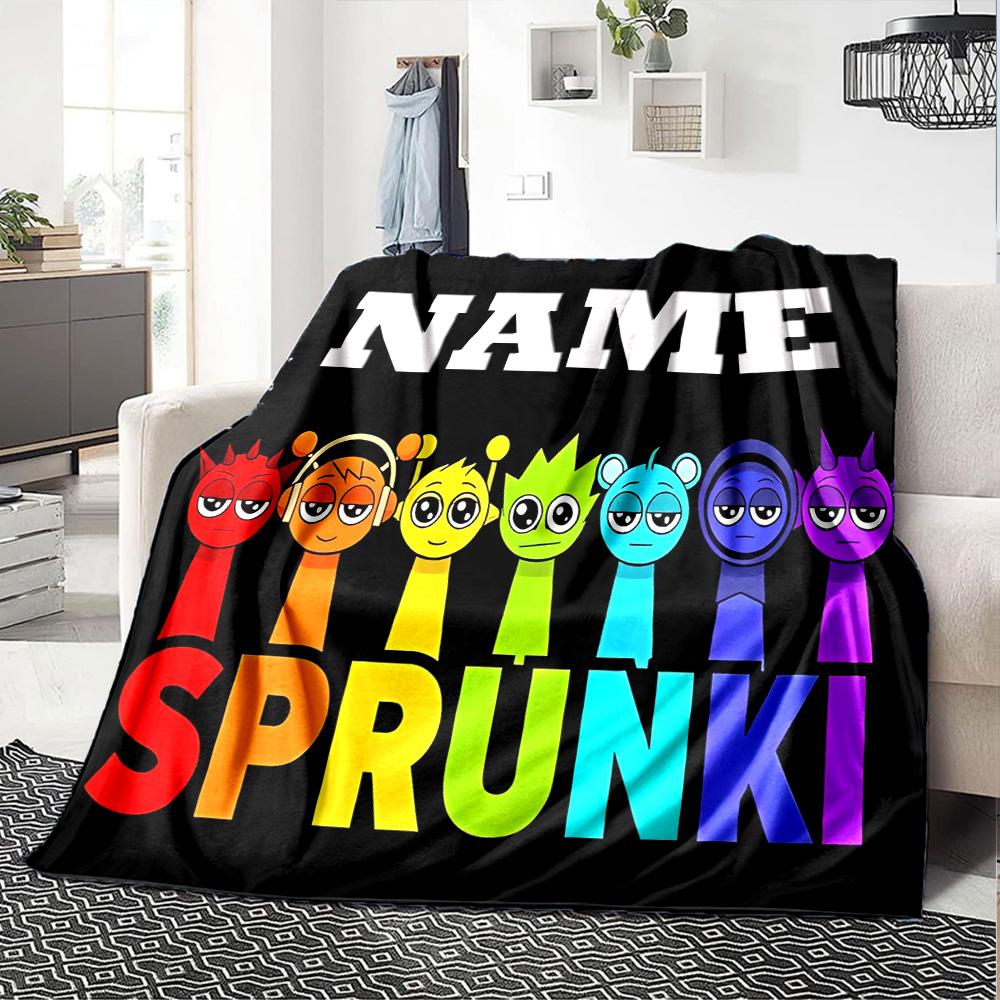 Customiz Name Personality Sprunki Themed Blanket Soft &Warm Sofa Office Bed Travel Lunch Break Blanket, Gift Suitable All Seasons