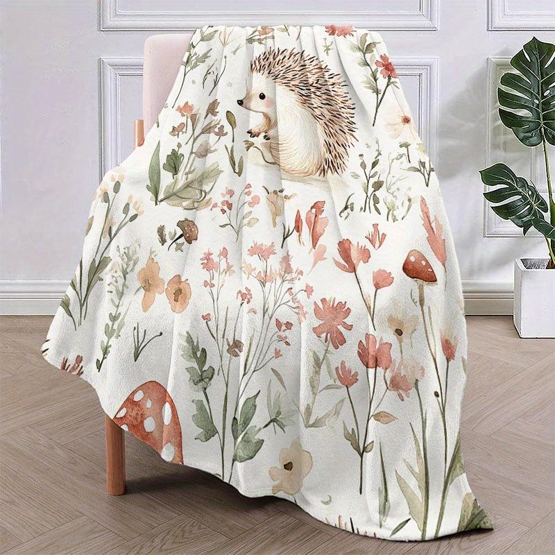 Cartoon Hedgehog Blanket Flannel Four Seasons Cute Animals And Plants Multi-Functional Lightweight Blanket Household Bedroom Blanket