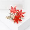 New Retro Alloy Acrylic Three Leaf Maple Leaf Brooch Fashionable High-end Women's Clothing Chest Flower Accessory