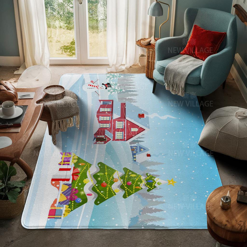 House Entrance Carpet Home Door Mat Living Room Bath Foot Bathroom Non-slip Water Absorption Rugs Bath Merry Christmas Winter