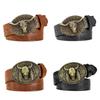 Floral Engraved Western Cowboy Waistband PU Leather Longhorn Bull Belt  Waist Accessories