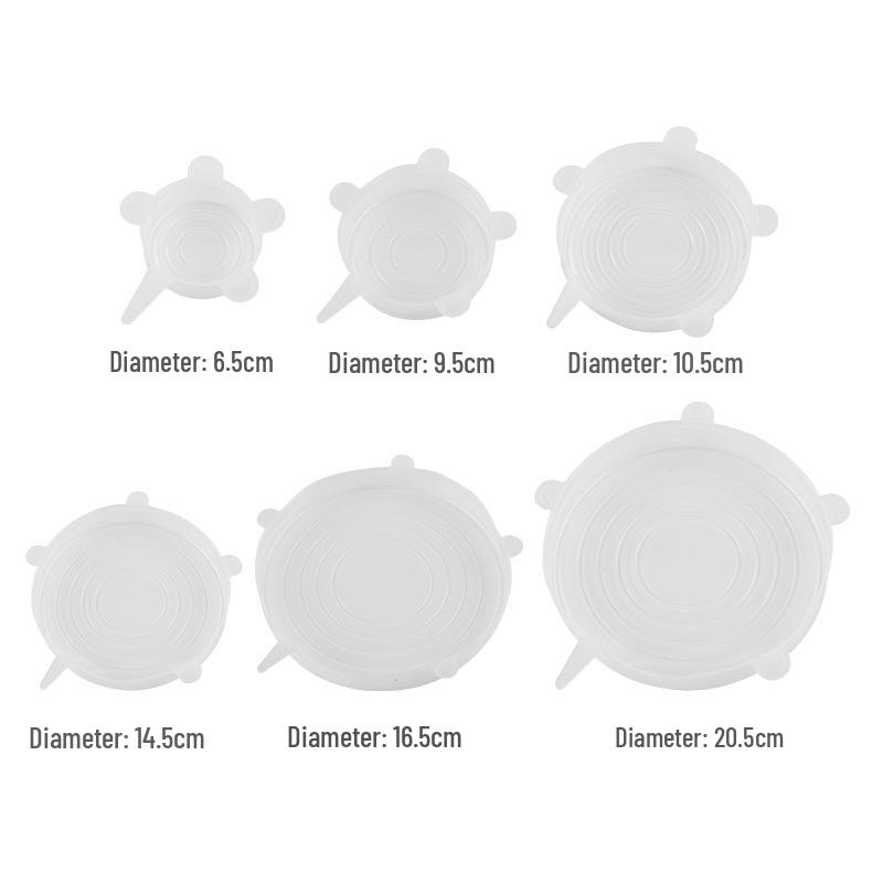 Silicone Stretchable Fresh-Keeping Lid Set (6-Piece) - Versatile Sealed Bowl Covers