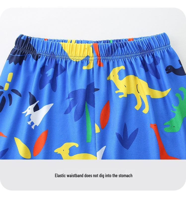 AostaBetty Boys' Casual Summer Short Sleeve Set - European & American Style Two-Piece Homewear