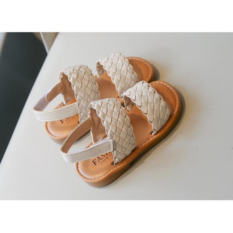 Korean Style Summer Kids Open Toe Woven Beach Sandals For Boys And Girls