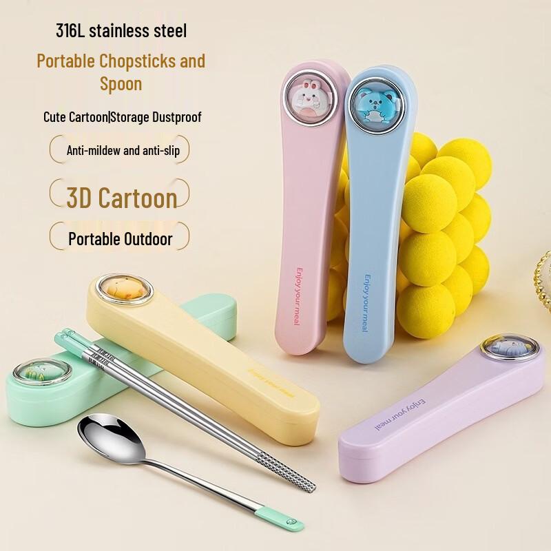 Xihe 316L Stainless Steel Anti-slip Chopsticks & Spoon Set