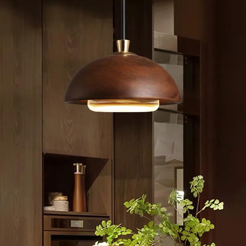 Modern creative LED pendant light Nordic retro bedside wooden light restaurant bar home decoration bedside lighting fixture