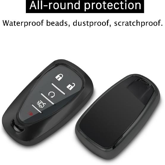 For Chevrolet Key Fob Cover,Case With Keychain,Soft TPU 360 Protection Key Case Compatible With Chevy Malibu Camaro Trax Blazer Traverse Sonic Cruze