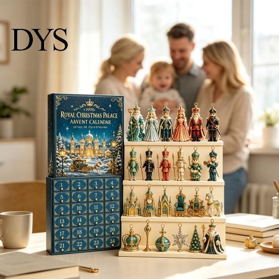 Acrylic Christmas Decoration Nutcracker Advent Calendar 2026, 24 Day Countdown Box with 2D Surprise Gift for Flat Pendants, Festive Tree Hanging