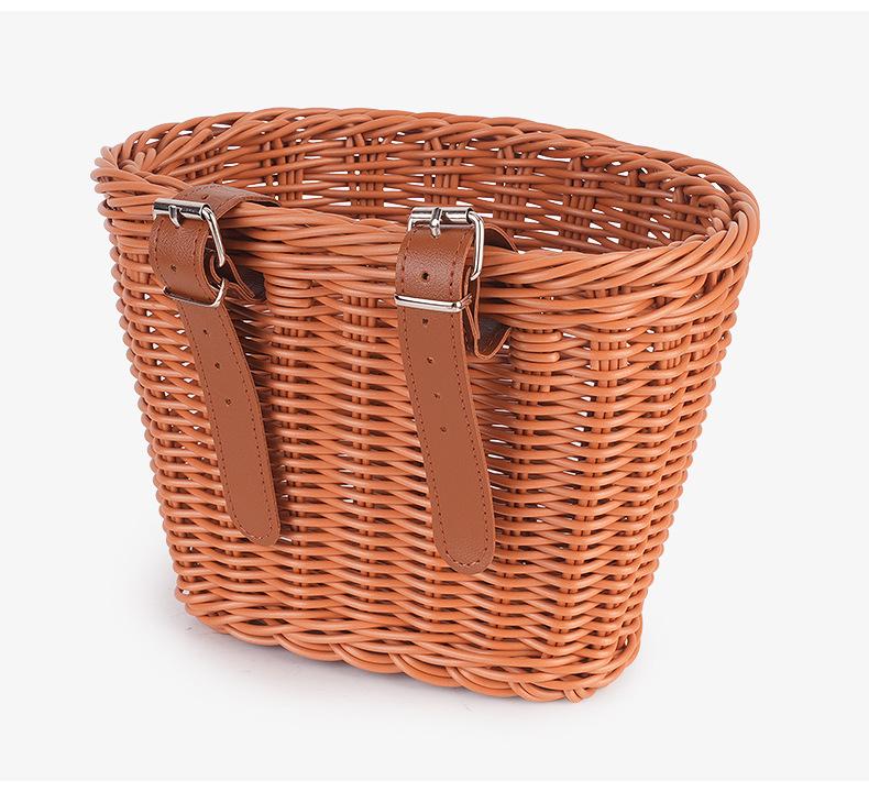 Children's Retro Rattan Bike Basket with Bell, Stickers, and Handlebar Tassels - Bicycle Accessories