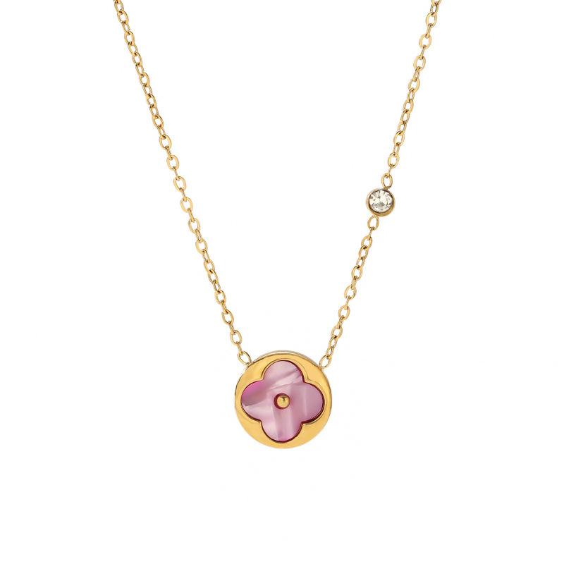 Vierblättriges Kleeblatt Halskette Damen Vielseitig Exquisit Senior-Sinn von Glücksklee Leichter Luxus Temperament Halskette Schmuck