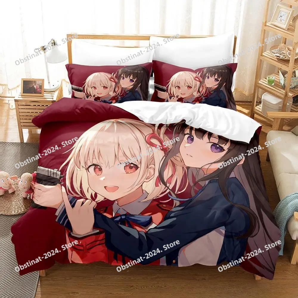 3d Print Anime Kawaii Girl Lycoris Recoil Bedding Set Single Twin Full Queen King Size Bed Set Adult Kid Bedroom Duvetcover Sets