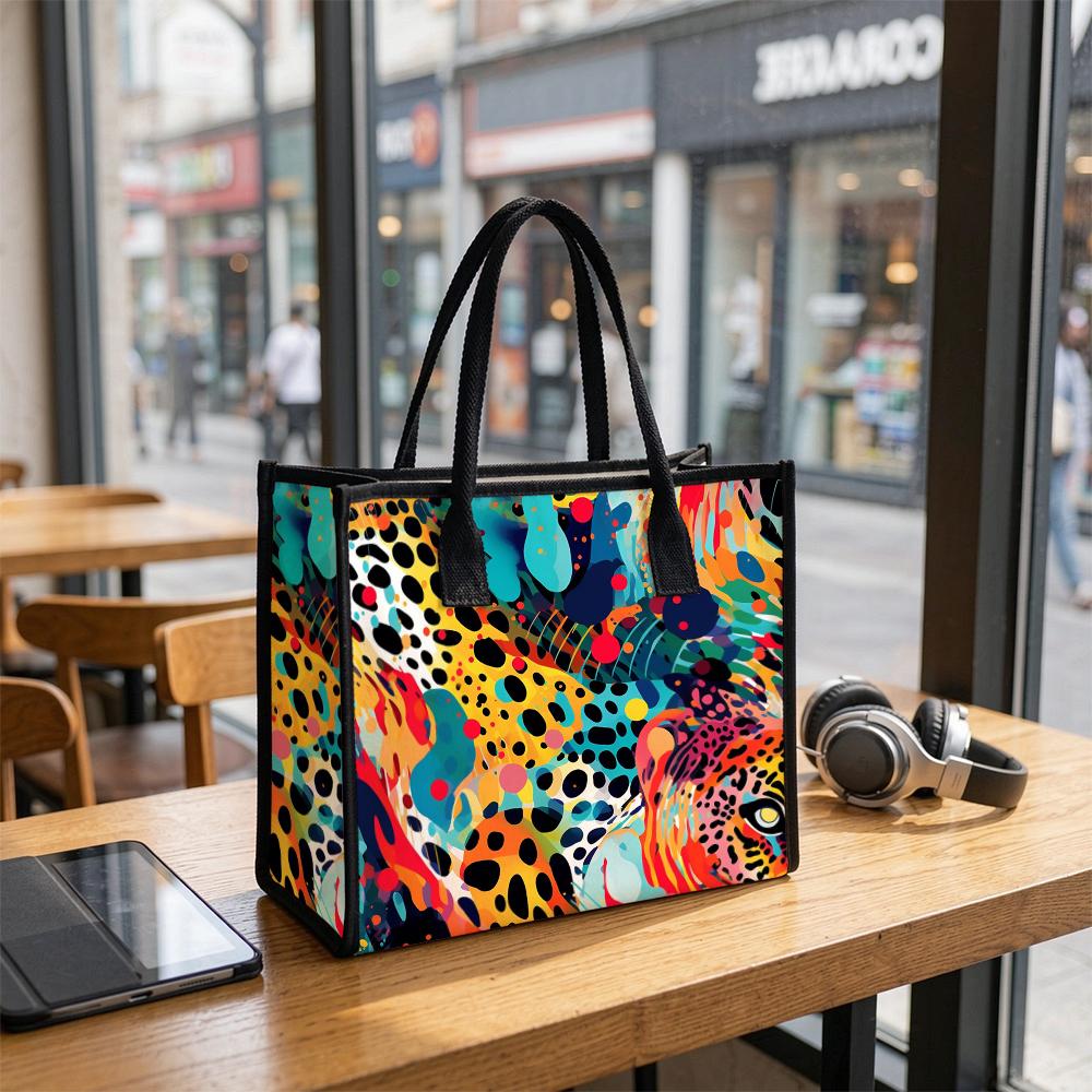 Colorful Leopard Print Tote Bag Fashion Portable Casual Handbag For Daily Use