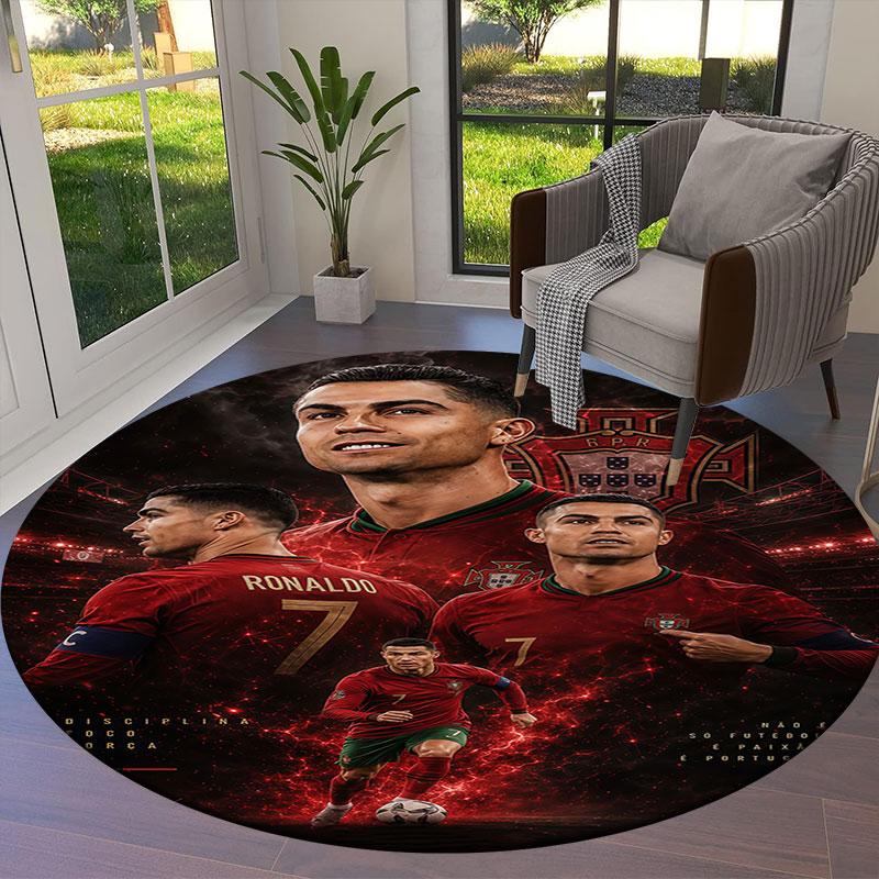 CR7 Round Area Rug,Carpet Rug for Living Room Bedroom Sofa Playroom Decor,Non-slip Floor Mat