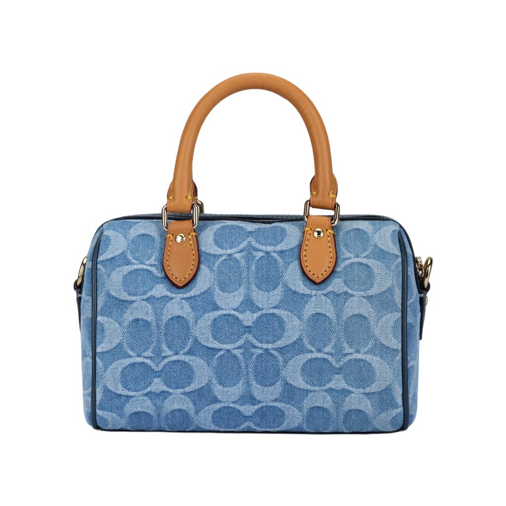 Coach Rowan 18 Classico Logo Tela Chiusura Superiore con Zip Tracolla Staccabile Borsa Boston Borse da Donna Indaco CDQ36-IMTYV