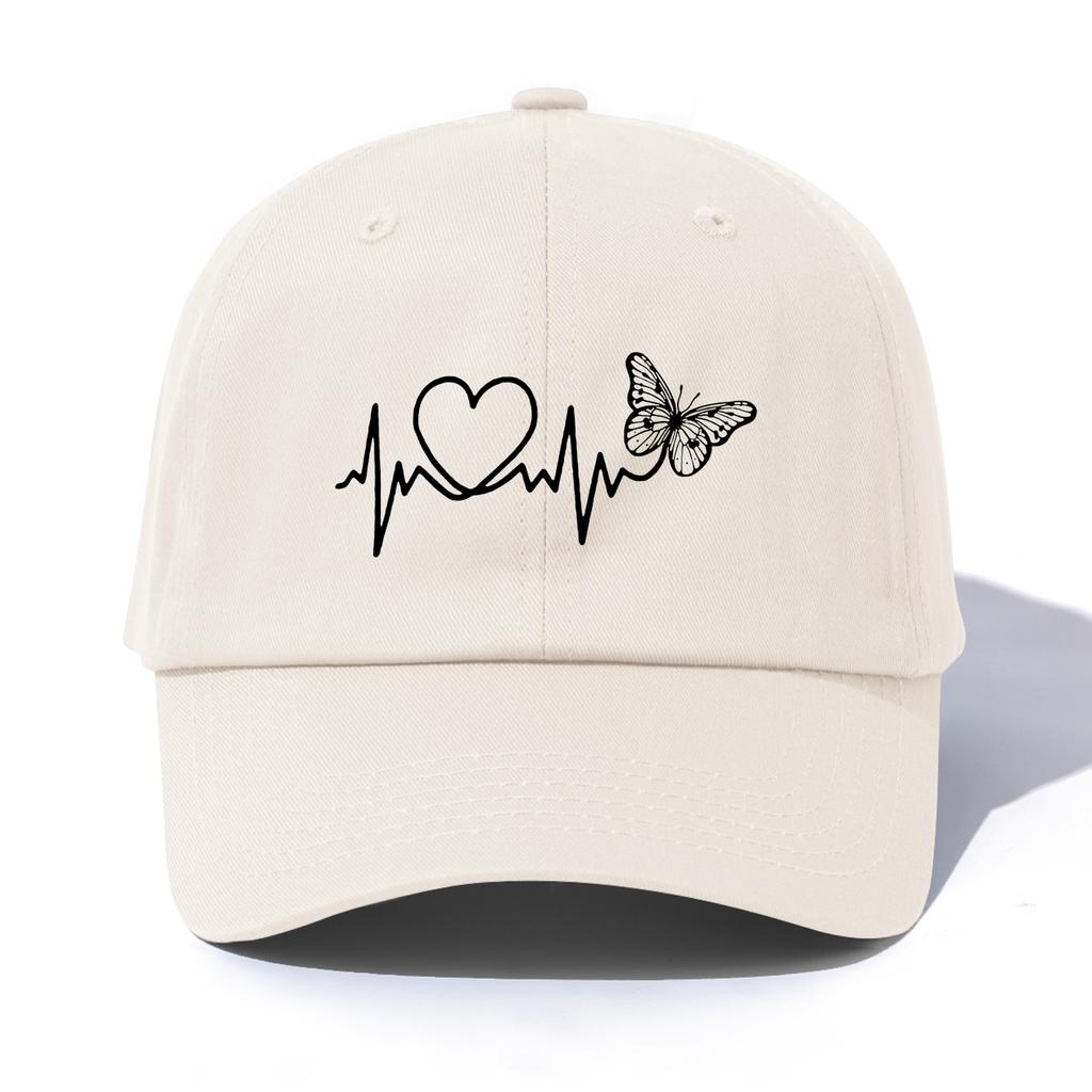 pc HEART AND BUTTERFLY Print Baseball Cap for Adults Minimalist Retro Style Casual Soft Adjustable Dad Hat Perfect As Gift