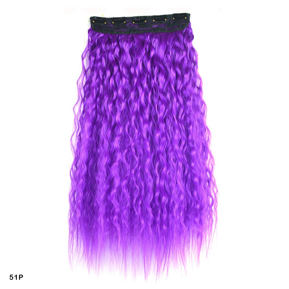 Kinky Curly Hair Clip In Hair Extension One Piece With 5Clips Colorful Ombre Color Cosplay Hairpieces