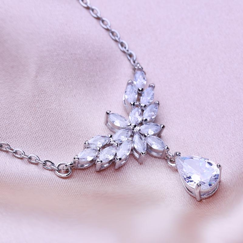 

KNIKOO с кубическим цирконием, модное ожерелье, женская подвеска для женщин, ожерелье с листьями для девочек, ювелирное изделие, подарок белый