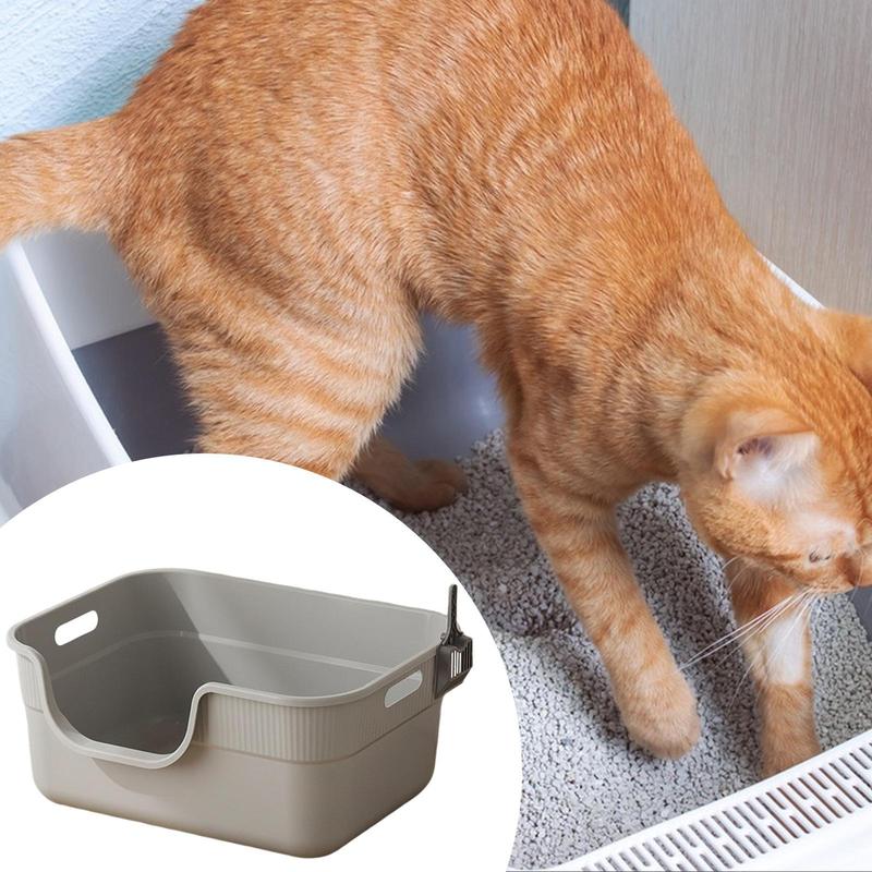 Plastic Cat Litter Tray High Wall Easy Clean Open Top Cat Toilet Bedpan for Indoor Cats Furniture