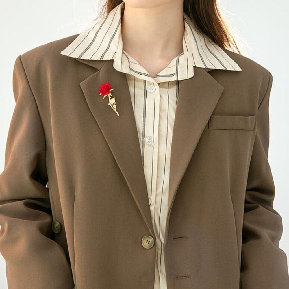 Clothing Accessories Korean Lapel Pin Crystal Badge Rose Pearl Brooch Suit Coat Collar Pin