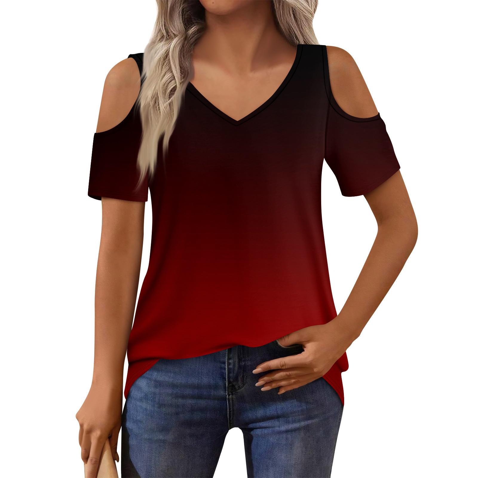 

Женская футболка, элегантная повседневная рубашка с принтом, короткий рукав, летний топ свободного кроя XXL красный